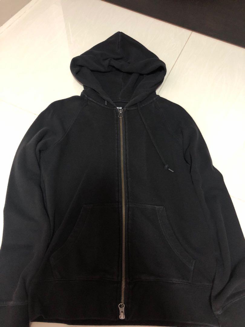 Uniqlo black jacket with hood Clearance