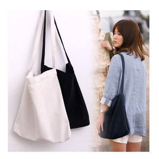 White Canvas Sling Bag, Women's Fashion, Bags & Wallets, Crossbody