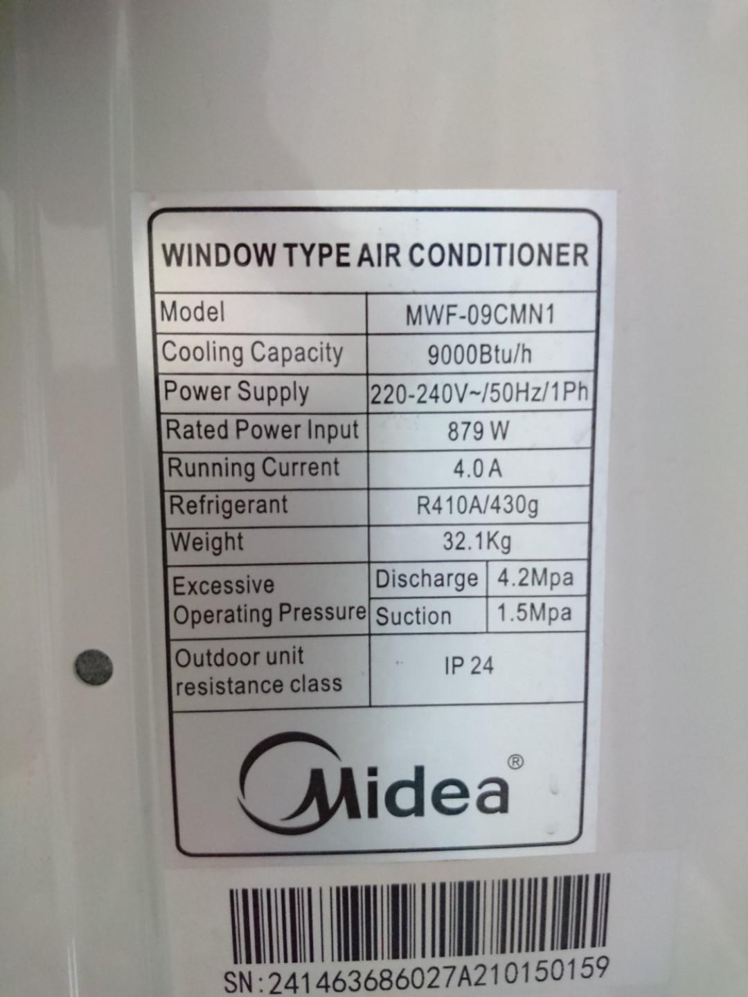 Window type air conditioner Midea MWF09CMN1, TV & Home Appliances