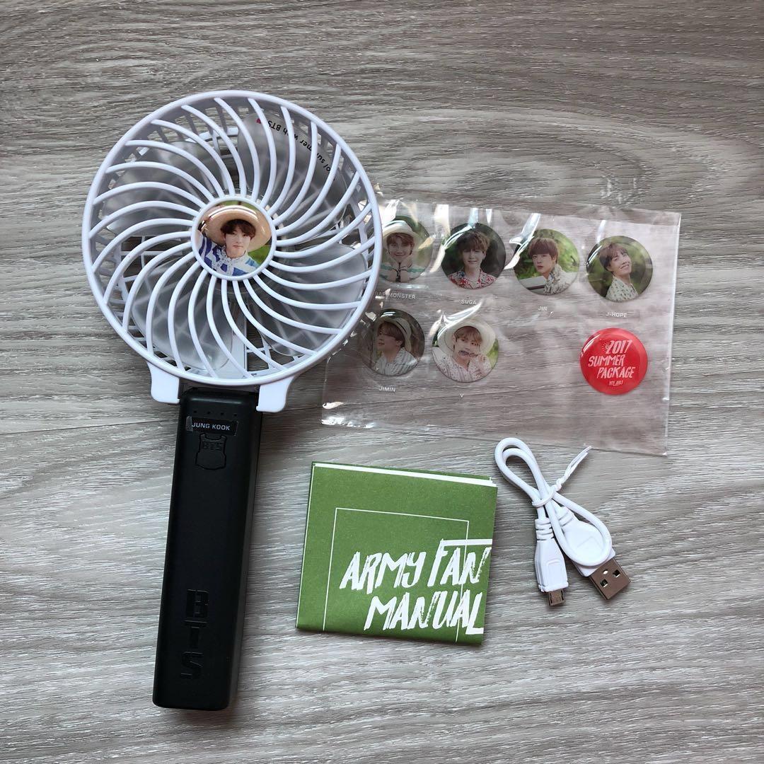 Wts Freebies Bts Portable Handheld Fan Summer Package 17 Official Entertainment K Wave On Carousell