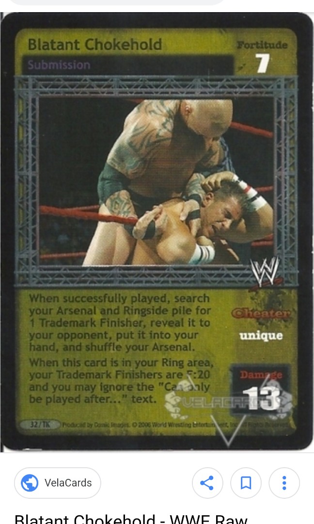 WWE: Choke Hold [Played] card type Submission Raw Deal Wrestling WWF