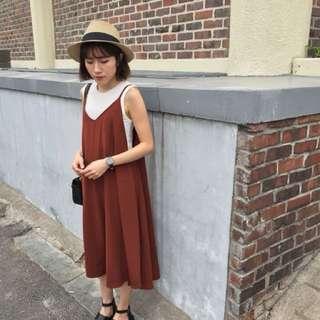 Banbi.co 磚紅色細帶洋裝