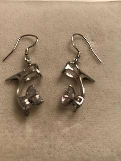 Silver 925 zirconia high heel earrings