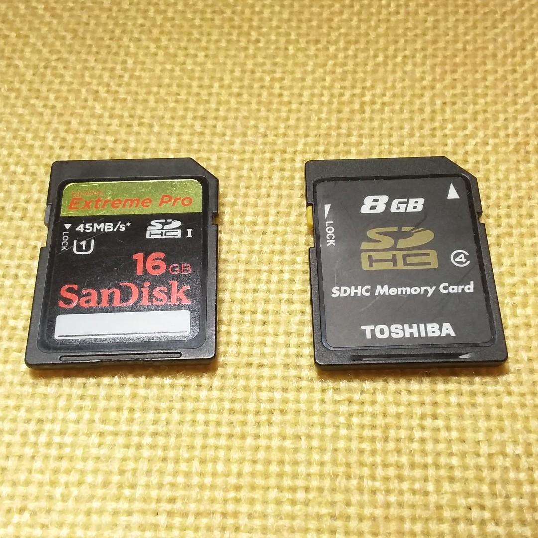 1 Sandisk Extreme Pro Sdhc 16gb And 1 Toshiba Sdhc 8gb Photography Camera Accessories Others On Carousell