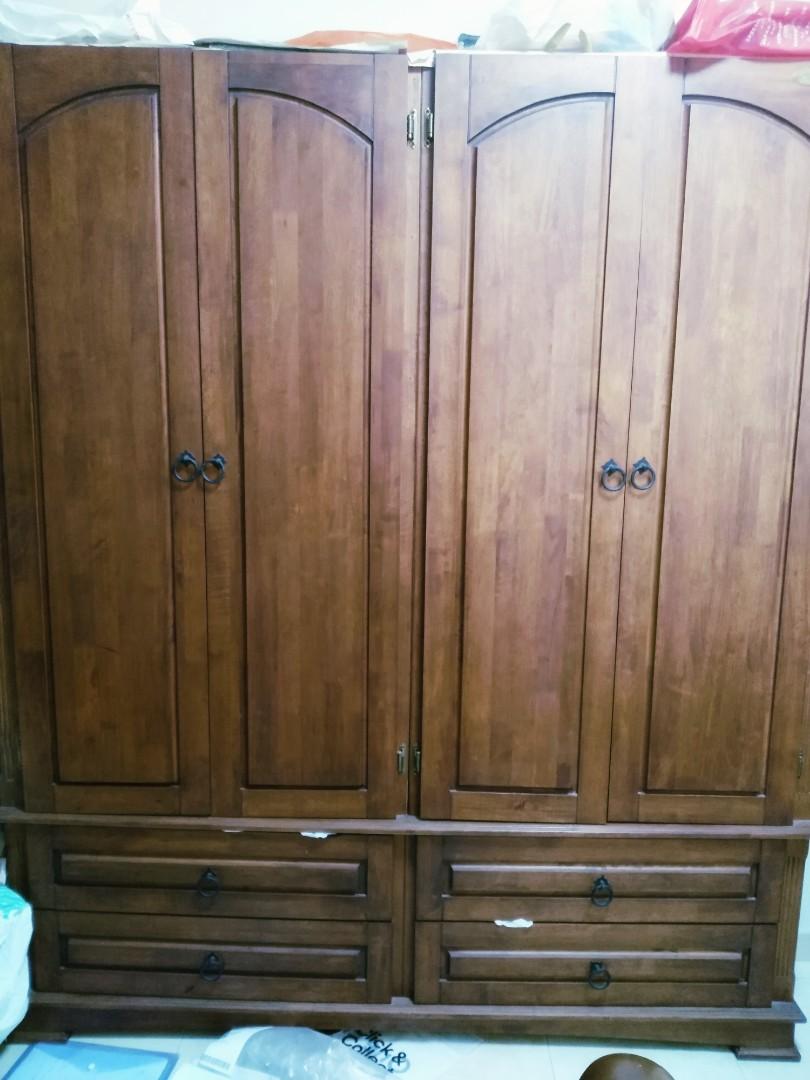 4 Doors Solid Wood Wardrobe Furniture Shelves Drawers On Carousell