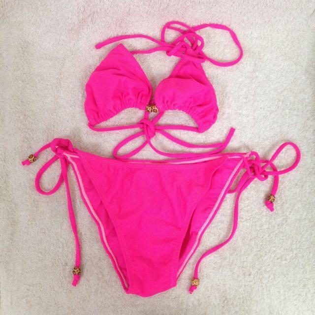 luminous pink bikini