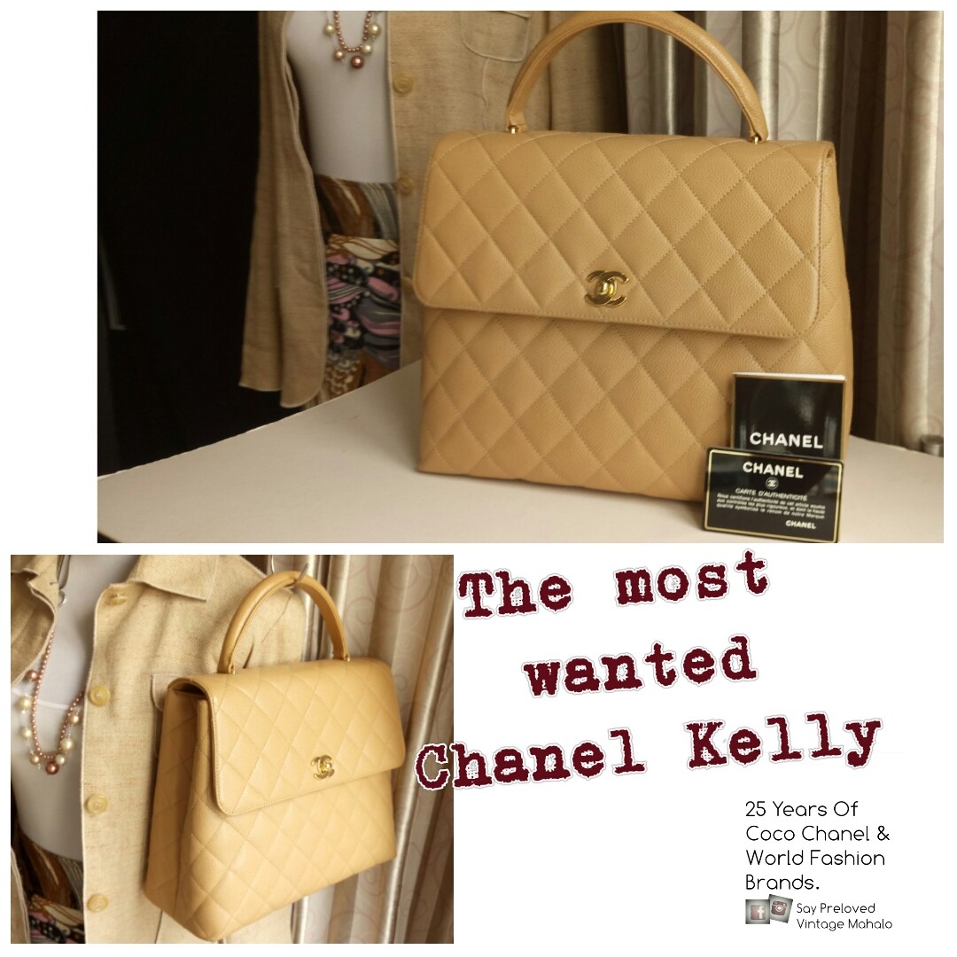 Chanel Vintage Rare Beige Caviar Top Handle Classic Kelly Flap Bag |  Lupon.Gov.Ph