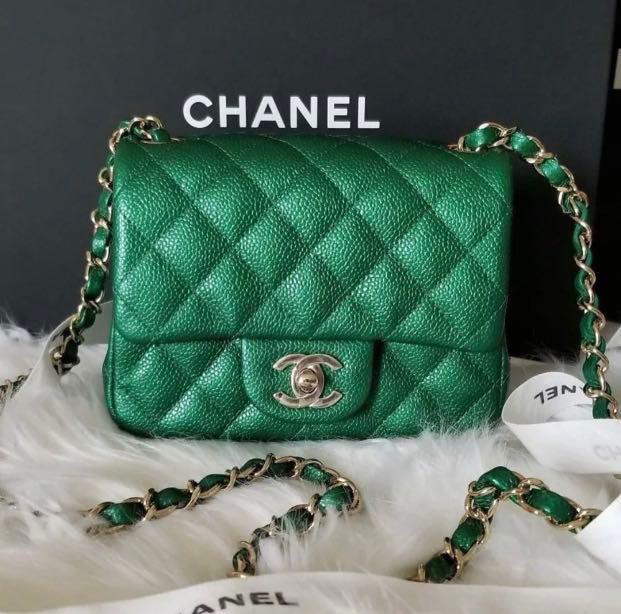 Designer Wish Bags's Instagram profile post: “Family Picture 💚 New  Iridescent Emerald Chanel Caviar Green 18S💚 - Timeless Doubl…