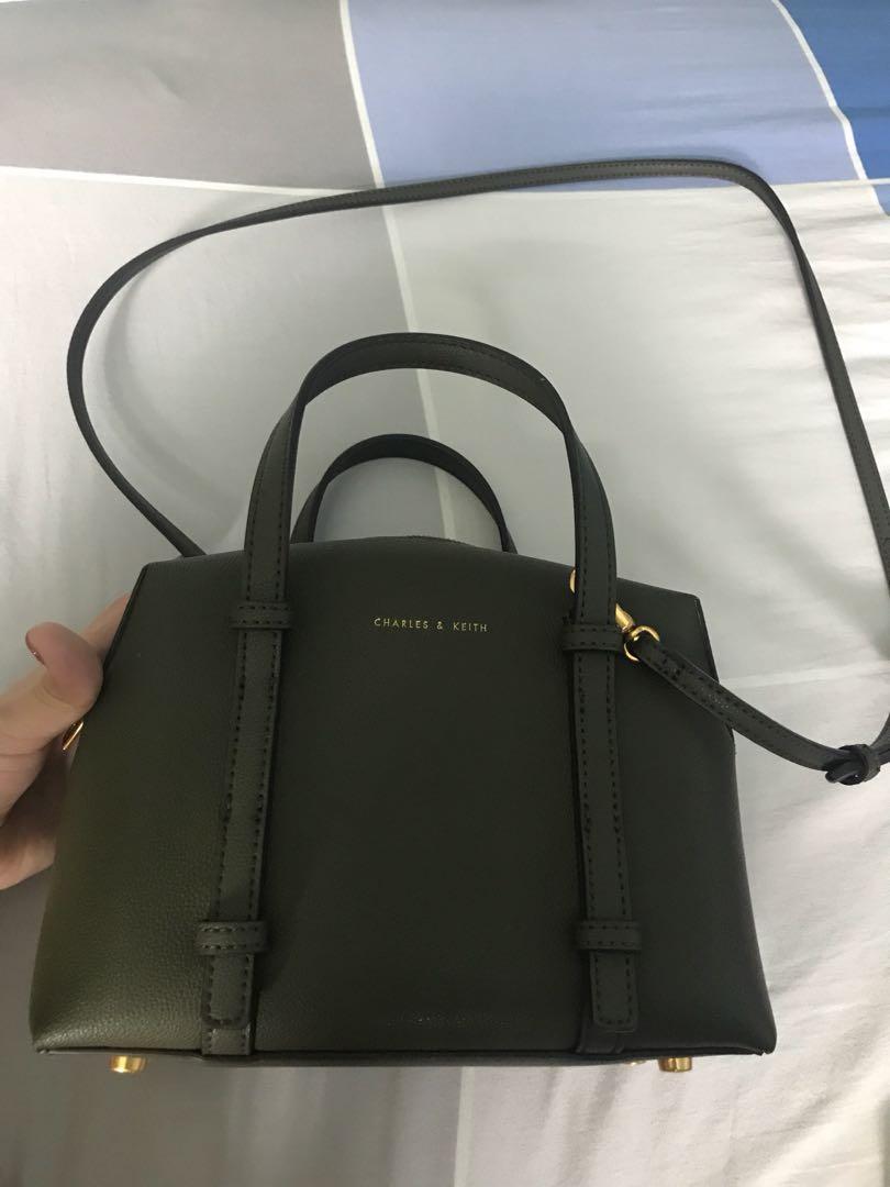 Charles Keith Army Green Cross Body Bag Luxury Bags Wallets Sling Bags On Carousell