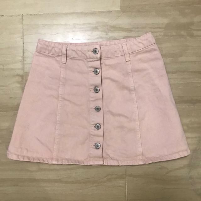 forever 21 pink denim skirt