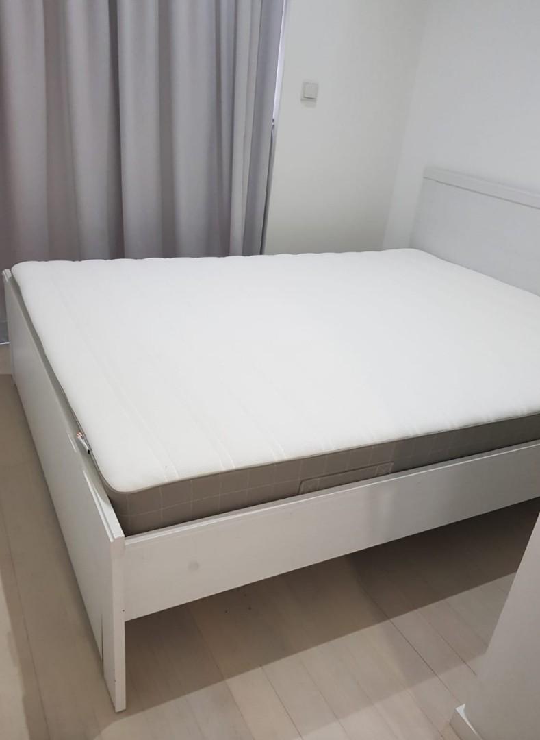 IKea Queen size bed and mattress, Furniture & Home Living, Furniture, Bed Frames & Mattresses on