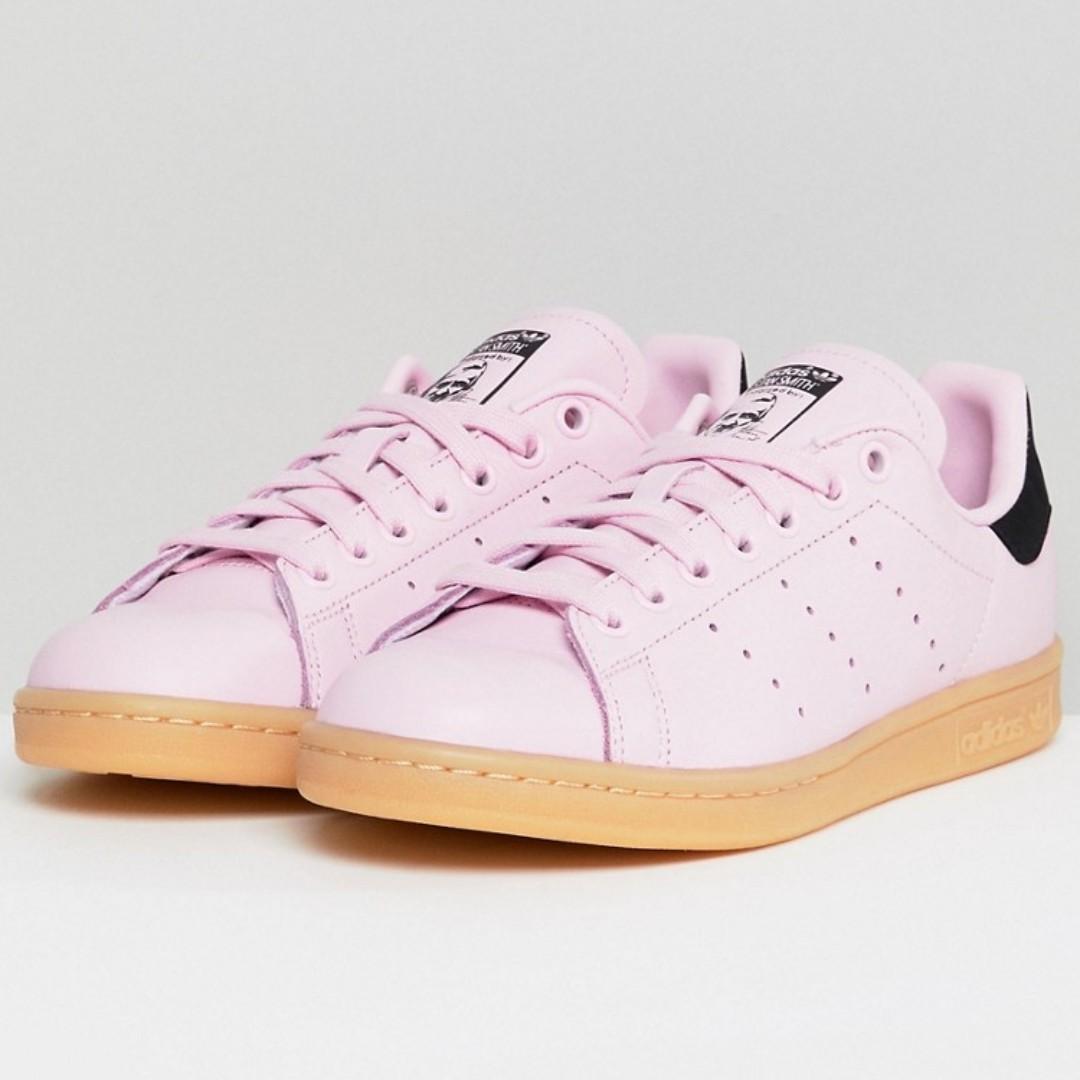 adidas originals stan smith trainers in pink with gum sole