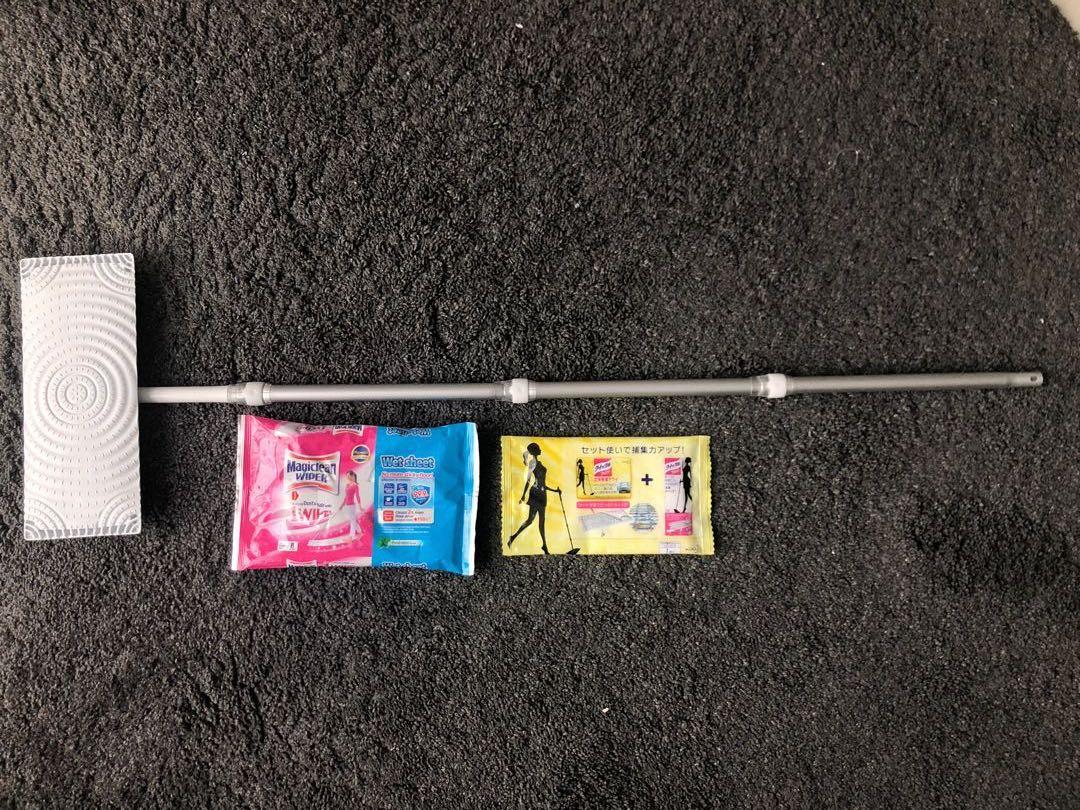 Magic lean Wiper Mop + Wet Sheets + Dry Sheet, Furniture & Home Living