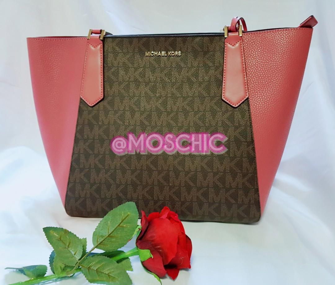 Michael Kors Kimberly Large Bonded Signature Tote Tulip 280