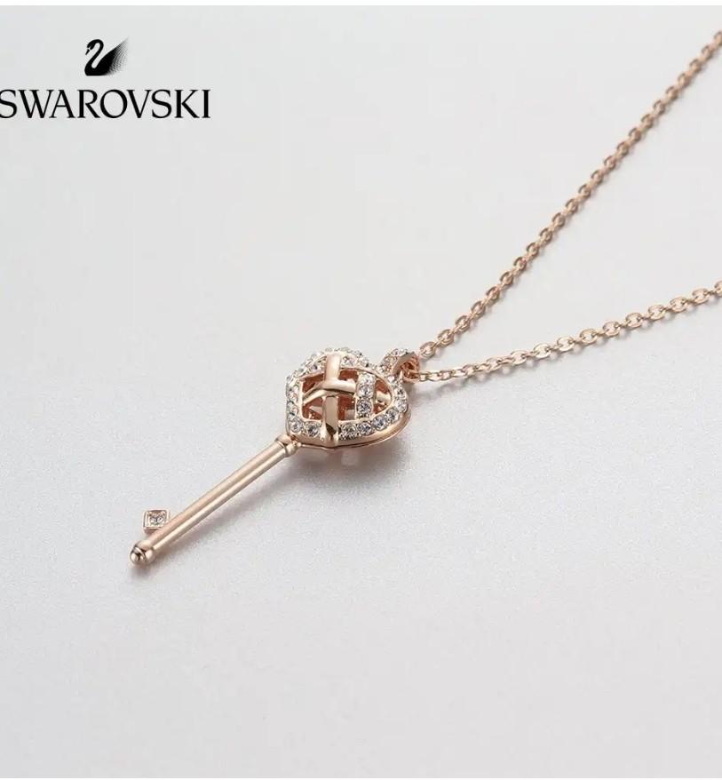 Swarovski key necklace rose gold hot sale