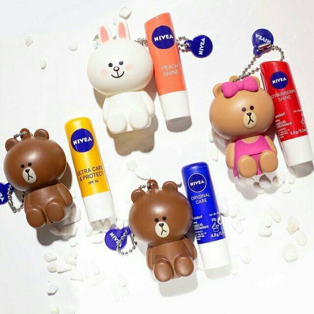 NIVEA X LINE FRIENDS LIP BALM & LIP BALM HOLDER, Beauty & Personal Care
