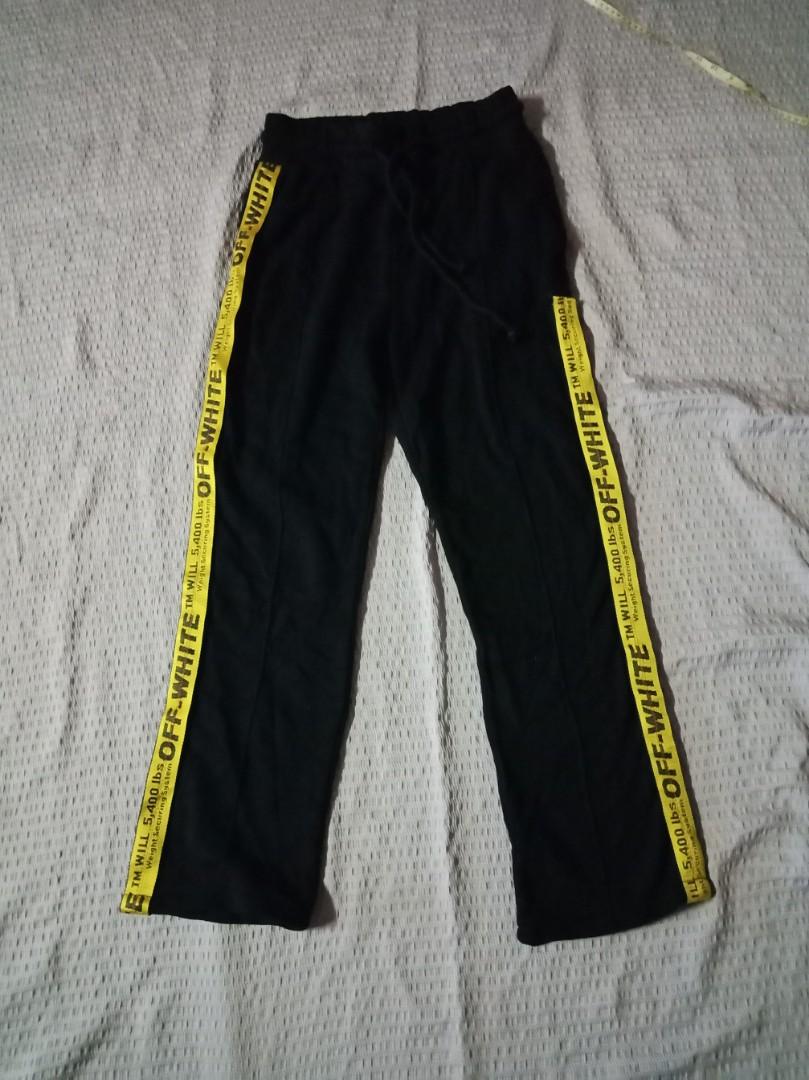 off white side stripe pants Men s Fashion Bottoms Trousers on