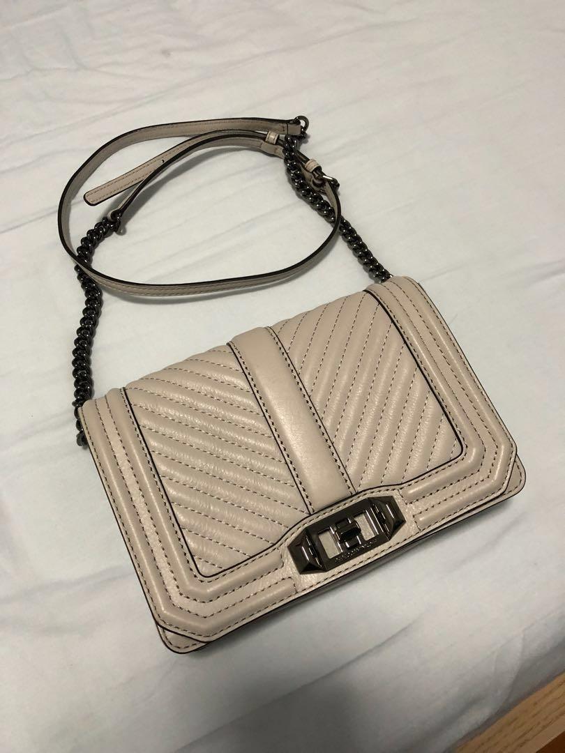 Rebecca Minkoff Grey Chevron Quilted Small Love Crossbody