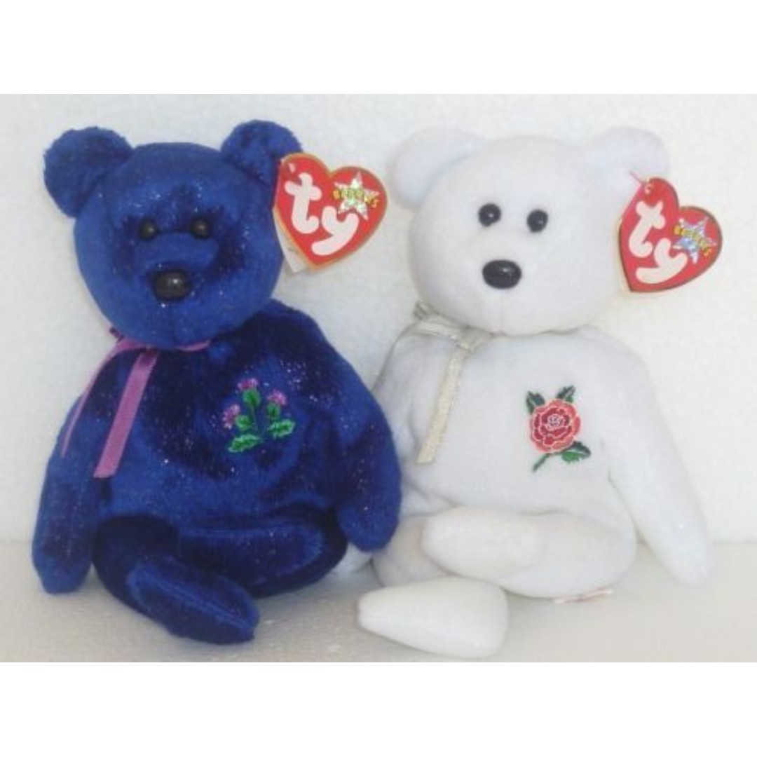 Ty Beanie Baby Bear Uk Exclusive Thistle 30 Nov 2001 Rose 23 April 2002 Hobbies Toys Toys Games On Carousell