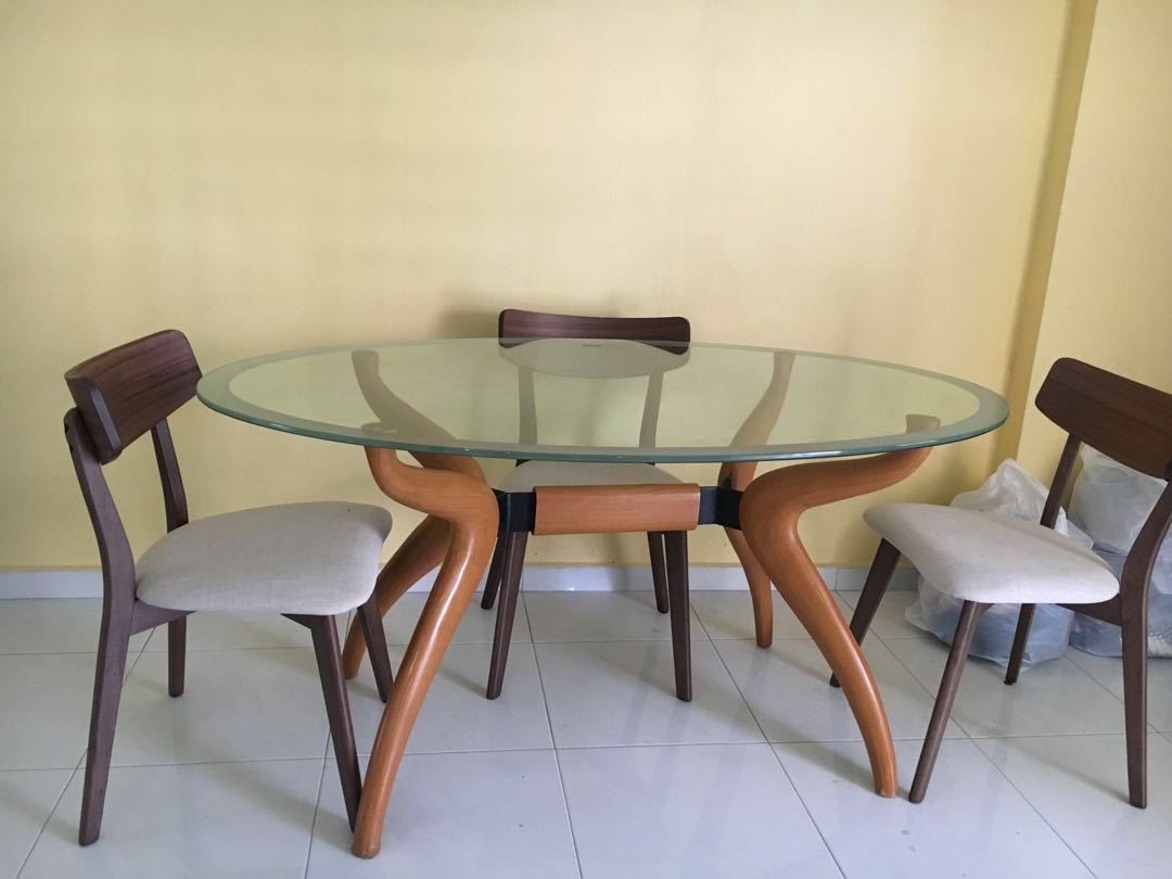 Used Tempered Glass Dining Table Furniture Tables Chairs On