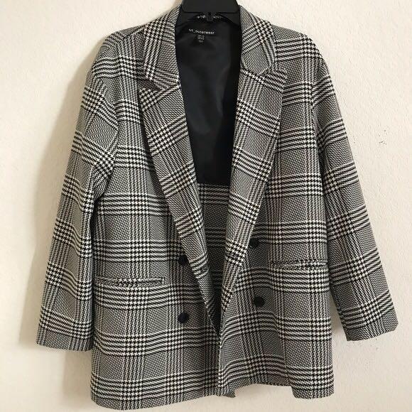 Zara Checkered Blazer, Women's Fashion 