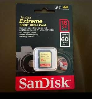 BNIB: SanDisk Extreme SDHC UHS-I Card 16Gb