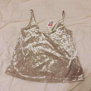H&M 絲絨 無袖背心