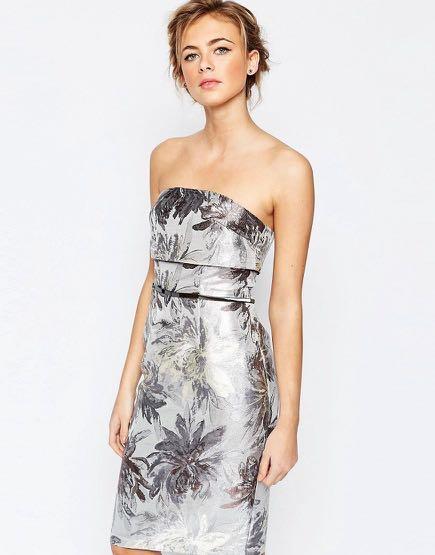 ASOS Little Mistress Pencil Dress With Overlay In Metallic Jacquard Women s Fashion Tops Sleeveless on Carousell