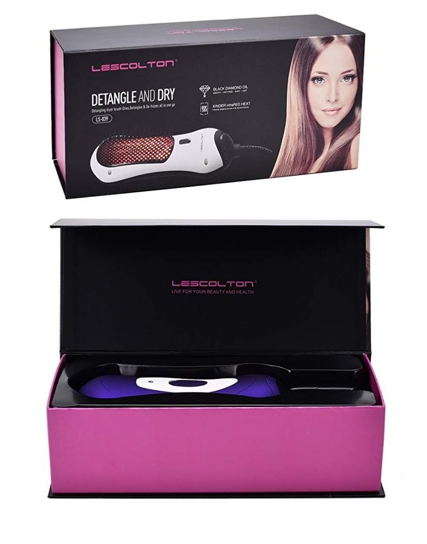 BANGMENG Mini One Step Blow Dryer Styler Hot Air Paddle Brush With Infrared Negative Ion Generator Hair Straightener For All Hair Types Eliminate Frizzing Tangled Hair Knots Beauty