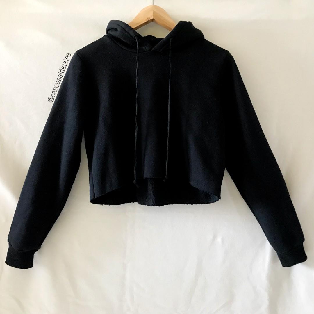 brandy melville black cropped hoodie