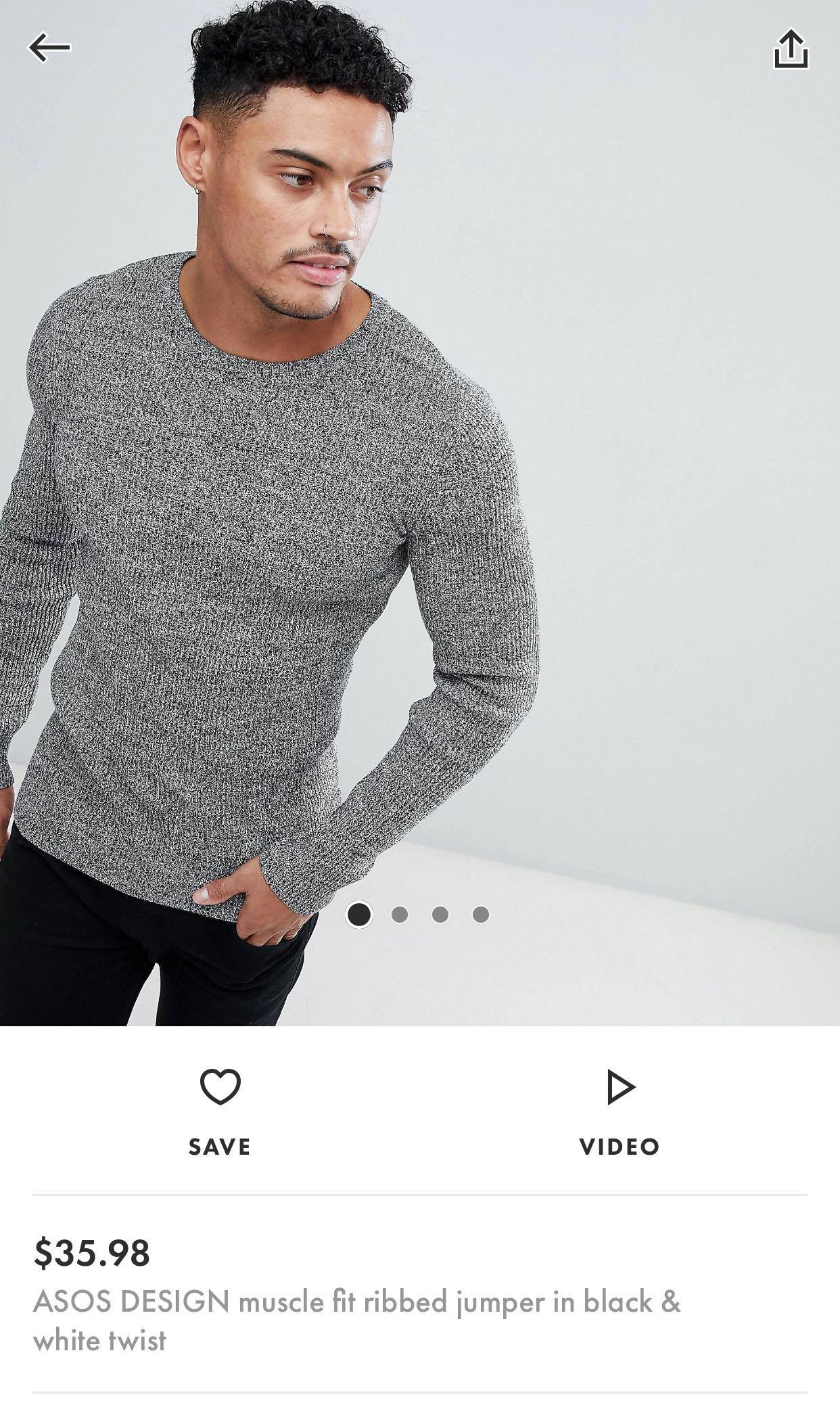 muscle fit ribbed jumper