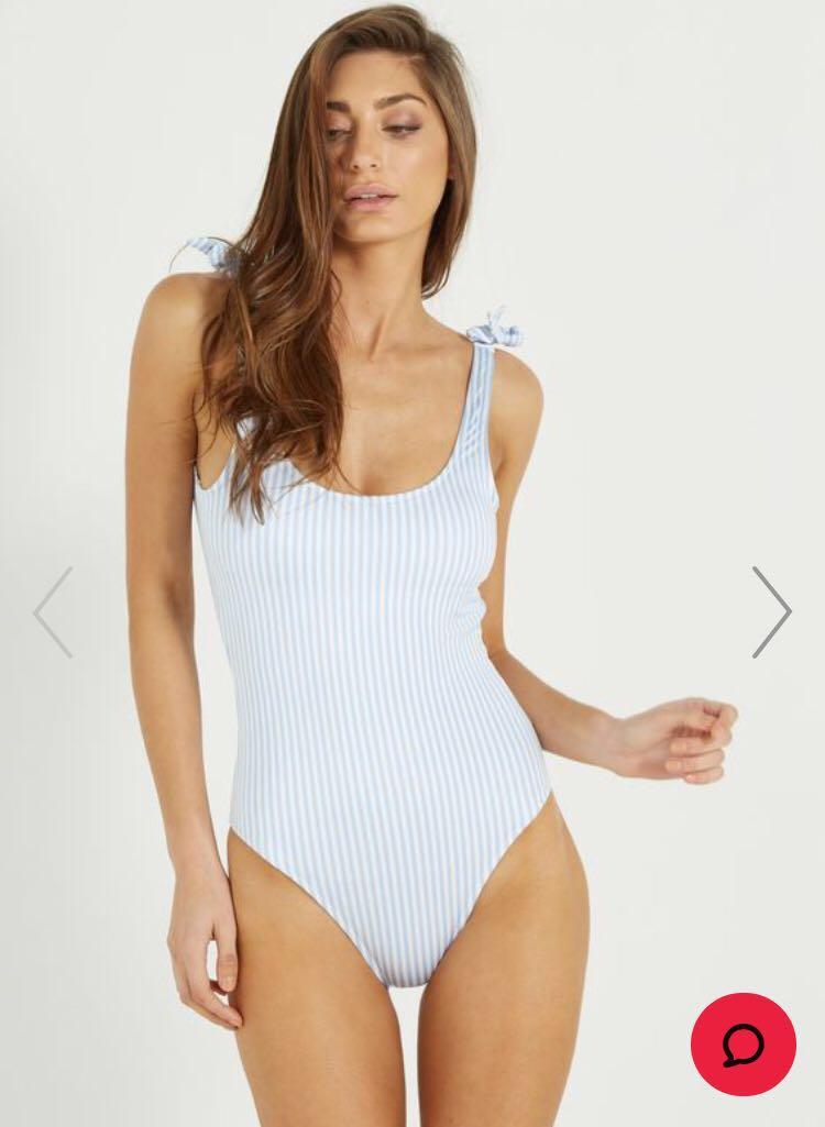 White striped one piece swimsuit discount