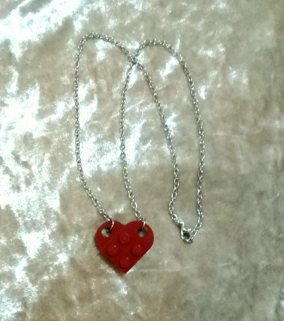 Cute Lego Heart Necklace, Women's 