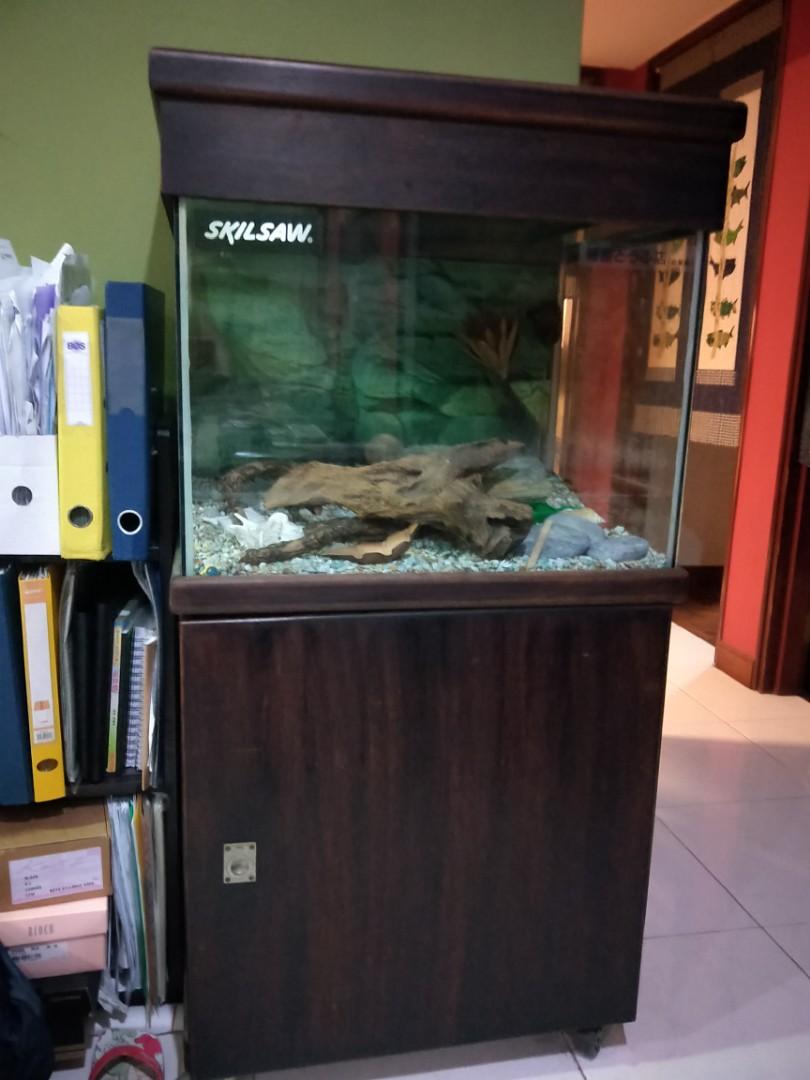 Fish Tank With Storage Cabinet Pet Supplies For Fish Fish Tanks On Carousell