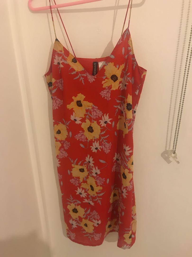 Red floral slip dress Outlet