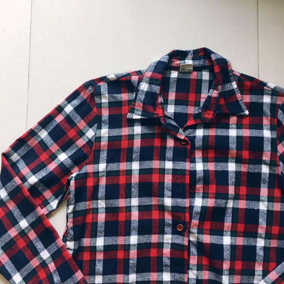blue and white checkered flannel