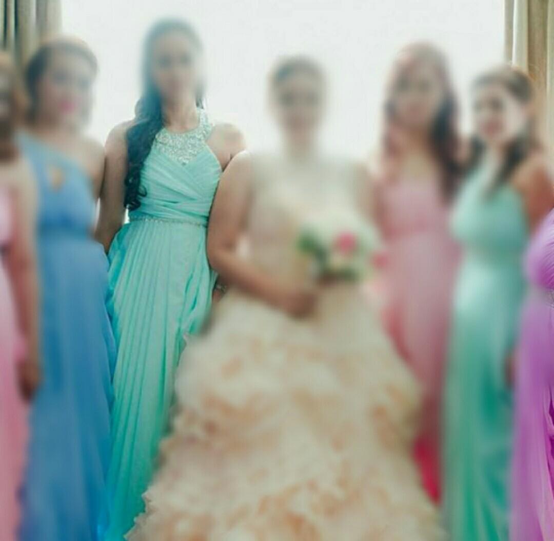 Long Gown for Wedding Prenup Prom Debut mint green size M L Women s Fashion Dresses Sets Traditional Ethnic wear on Carousell