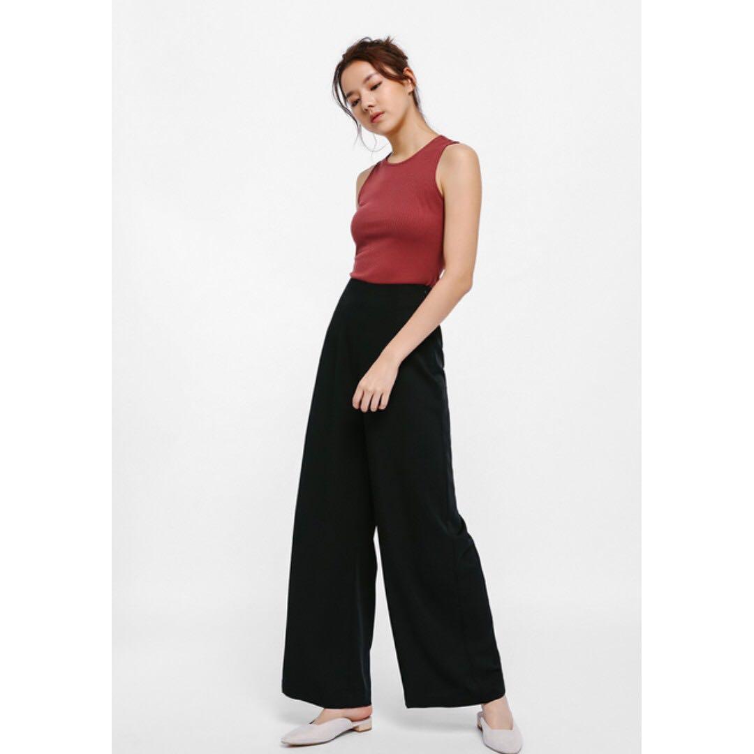 black high waisted palazzo pants