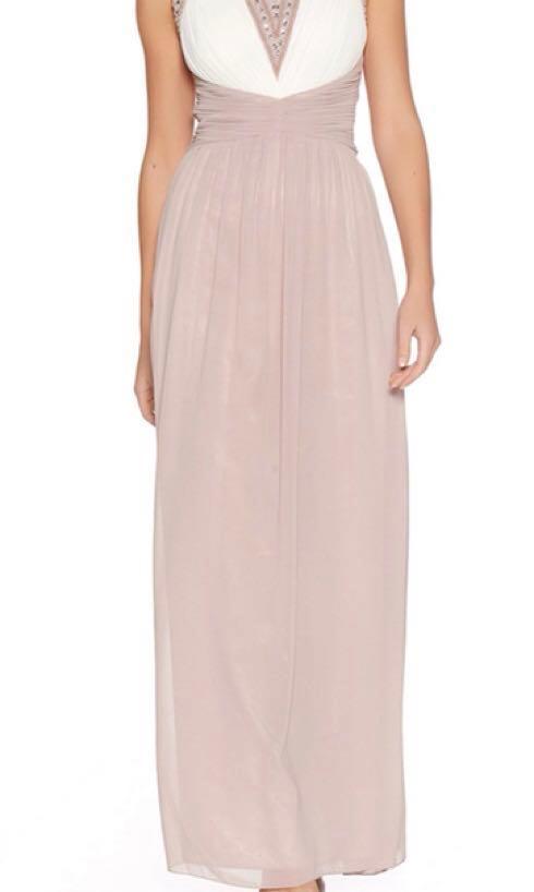 Quiz Mocha Chiffon Embellished Maxi Dress