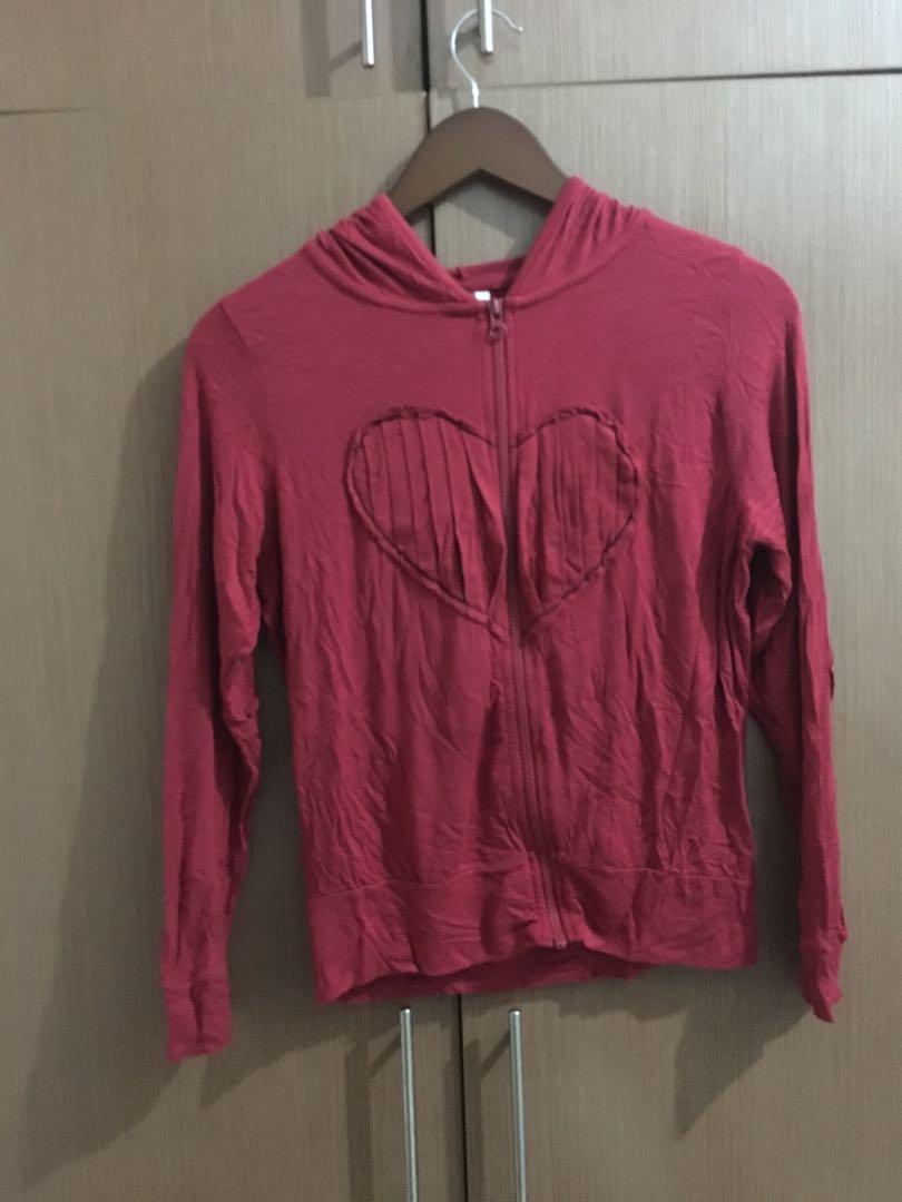 Red Heart Jacket, Women's Fashion, Coats, Jackets and Outerwear on ...