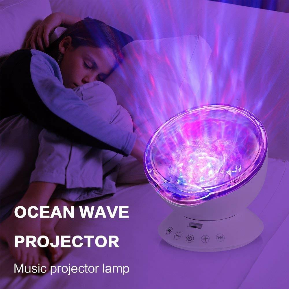 Remote Control Ocean Wave Projector 12 LED &7 Colors Night Light with