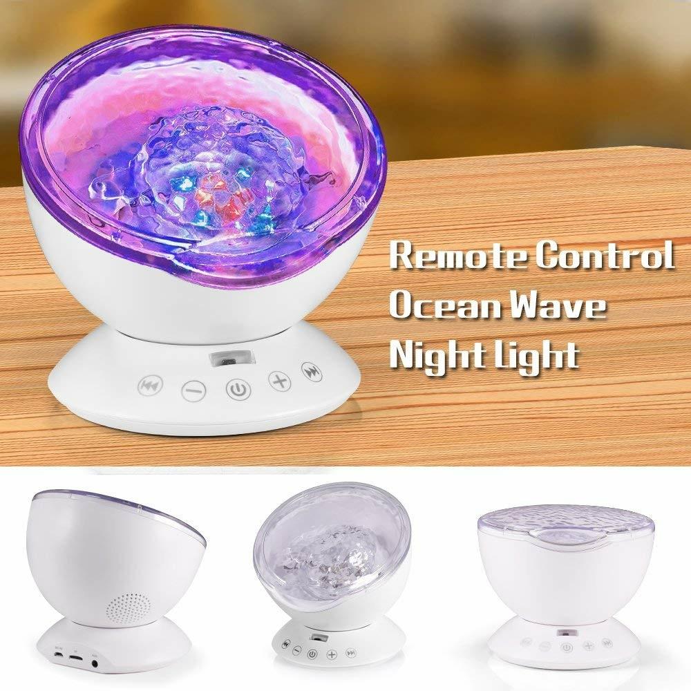 Remote Control Ocean Wave Projector 12 LED &7 Colors Night Light with
