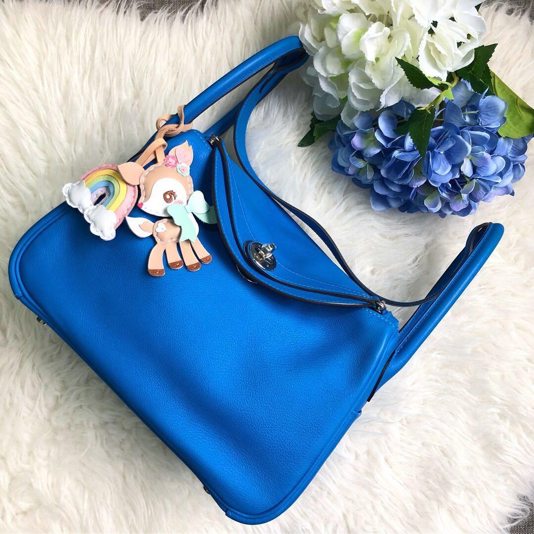 Hermes Lindy 26 Beautiful Blue Hydra Evercolor Leather Palladium –  Mightychic