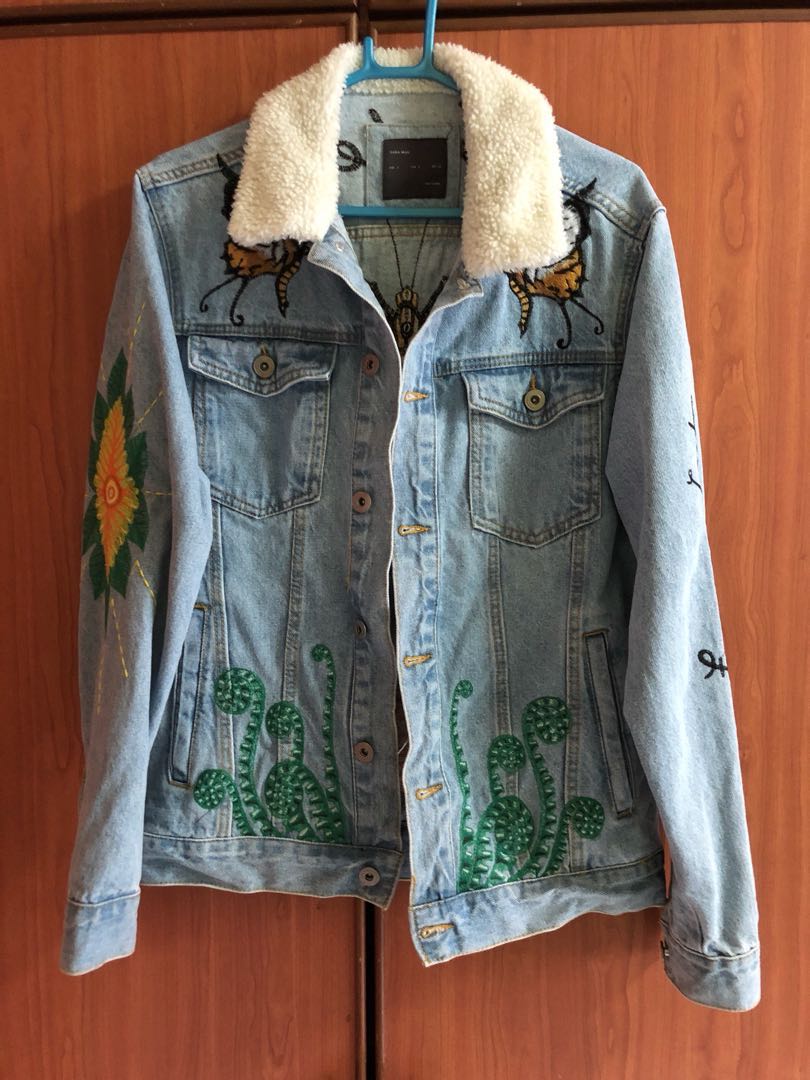 Zara embroidered denim jacket, Men's 