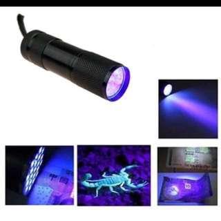 Mini 9LED UV Flashlight Ultraviolet led flashlight Ultra Violet Invisible Ink Marker Detection Torch Light 3AAA UV lamp