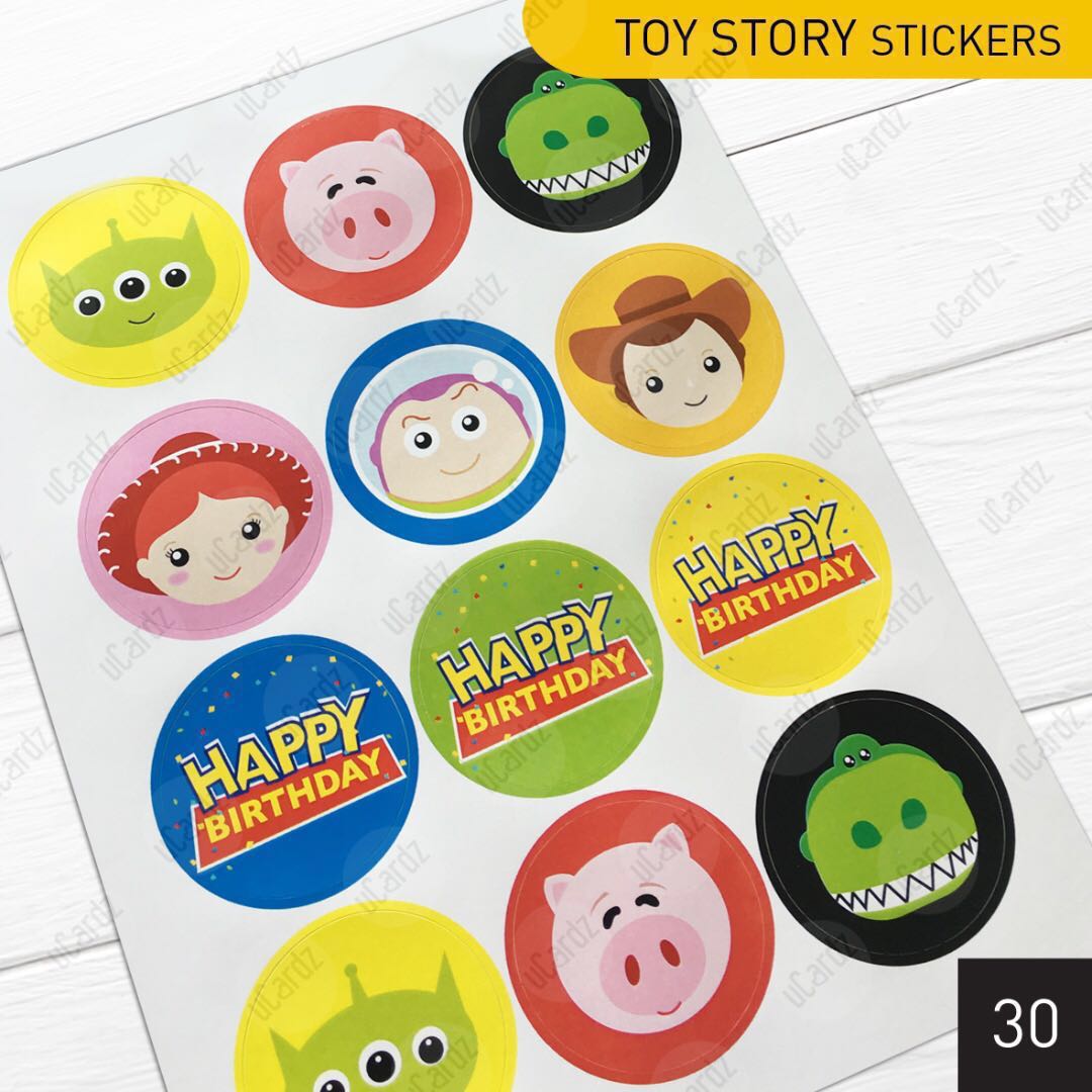 3 80 Sheet Toy Story Theme Round Stickers For Birthday Party Favour Bags Design Craft Art Prints On Carousell