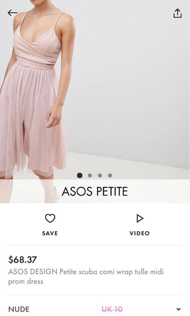 ASOS DESIGN Petite Scuba Cami Wrap Tulle Midi Prom Dress