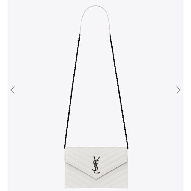 Ysl envelope chain wallet white store