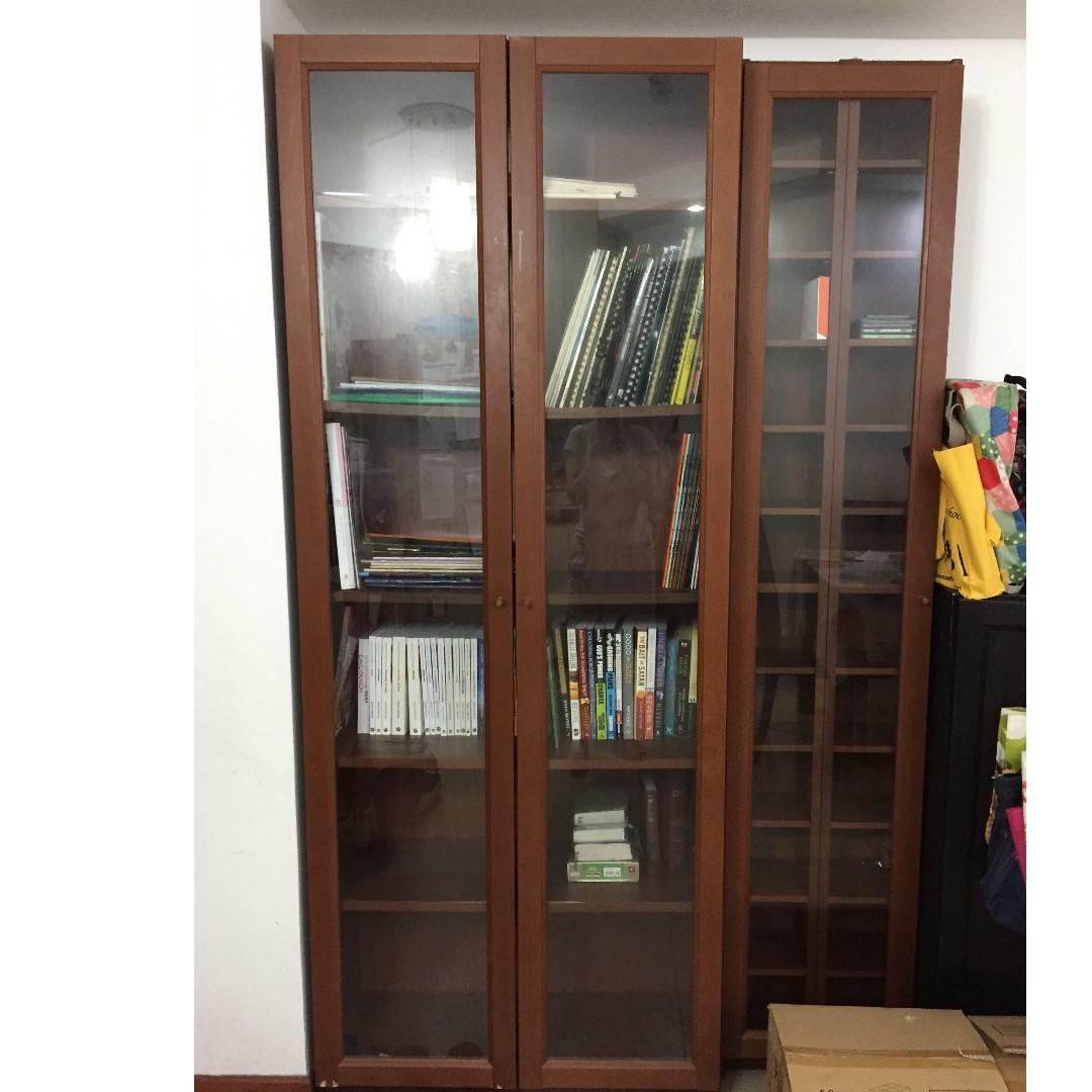 Billy Bookcase Dvd Cd Rack With Glass Doors Furniture Shelves