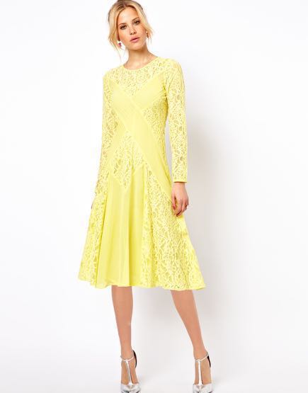 BNWT ASOS Petite Yellow Lace Dress 